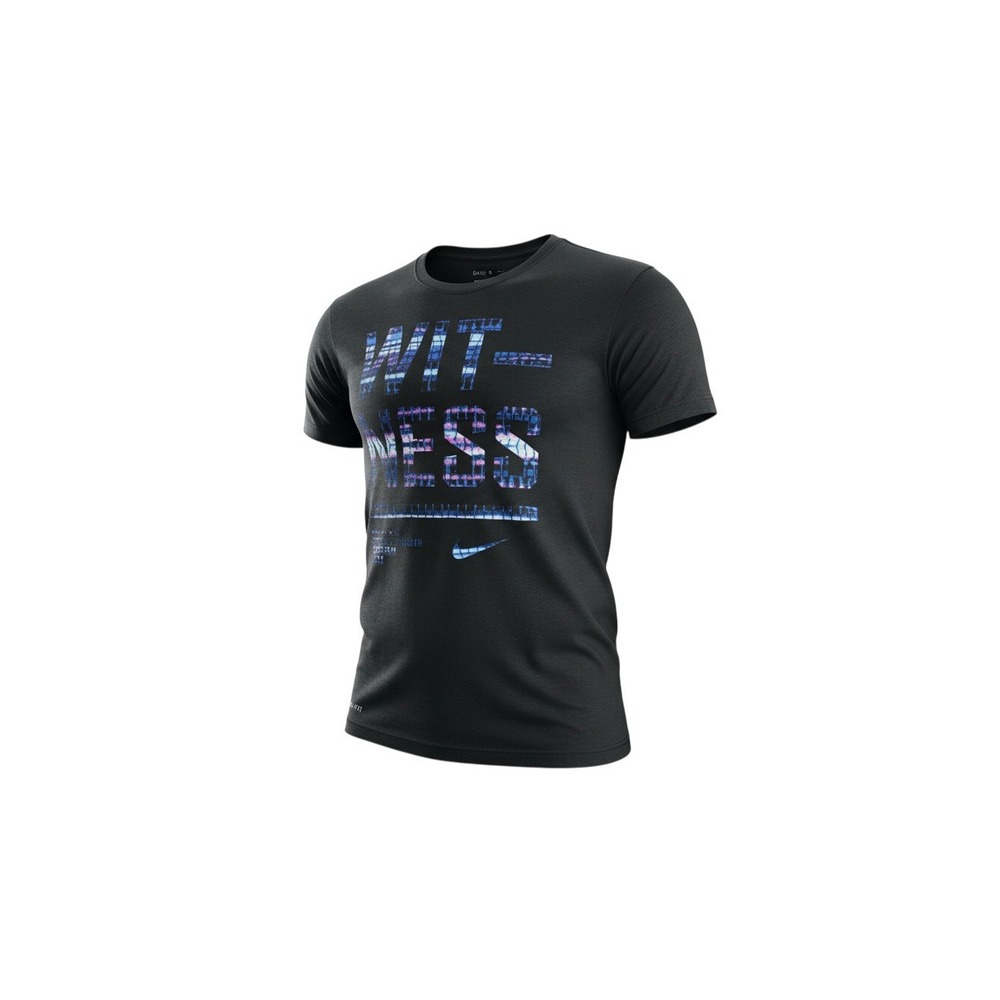 Nike Graphic Tee Mens Small Black Witness LeBron James Dri-FIT Short Sleeve